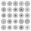 Black and white line of various flower patterns line flower patterns Royalty Free Stock Photo