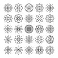 Black and white line of various flower patterns line flower patterns 2 Royalty Free Stock Photo