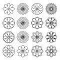 Black and white line of various flower patterns line flower patterns 1 Royalty Free Stock Photo