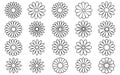Black and white line of various flower patterns line flower patterns Royalty Free Stock Photo