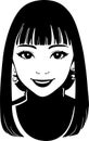 black and white linear female portrait, monochrome graphics, logo