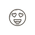 Black and white linear icon of the enamored smiley