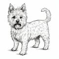 Black And White Linear Illustration Of A West Highland Terrier Dog