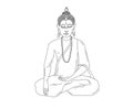 Black and white linear image of the Buddha, vector illustration Royalty Free Stock Photo