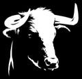 Black and white linear paint draw bull illustration art Royalty Free Stock Photo