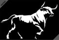 Black and white linear paint draw bull illustration vector art Royalty Free Stock Photo
