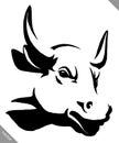 Black and white linear paint draw bull vector illustration