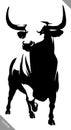 Black and white linear paint draw bull vector illustration Royalty Free Stock Photo