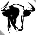 Black and white linear paint draw bull vector illustration