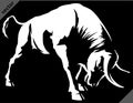 Black and white linear paint draw bull illustration vector art Royalty Free Stock Photo