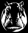 Black and white linear paint draw hippo illustration art Royalty Free Stock Photo