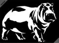 Black and white linear paint draw hippo vector illustration art Royalty Free Stock Photo