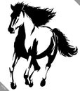 Black and white linear paint draw horse vector illustration Royalty Free Stock Photo