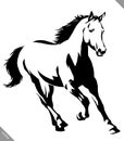 Black and white linear paint draw horse vector illustration Royalty Free Stock Photo