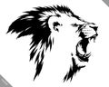 Black and white linear paint draw lion vector illustration Royalty Free Stock Photo