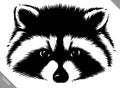 Black and white linear paint draw raccoon vector illustration Royalty Free Stock Photo