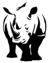 Black and white linear paint draw rhino illustration Royalty Free Stock Photo