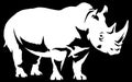 Black and white linear paint draw rhino illustration art