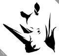 Black and white linear paint draw rhino vector illustration Royalty Free Stock Photo