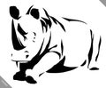 Black and white linear paint draw rhino vector illustration Royalty Free Stock Photo