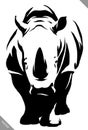 Black and white linear paint draw rhino vector illustration Royalty Free Stock Photo