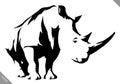 Black and white linear paint draw rhino vector illustration Royalty Free Stock Photo