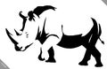 Black and white linear paint draw rhino vector illustration Royalty Free Stock Photo