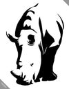 Black and white linear paint draw rhino vector illustration Royalty Free Stock Photo