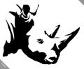 Black and white linear paint draw rhino vector illustration