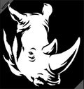 Black and white linear paint draw rhino vector illustration art Royalty Free Stock Photo