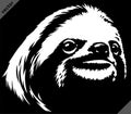 Black and white linear paint draw sloth vector illustration art