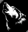 Black and white linear paint draw Wolf illustration art Royalty Free Stock Photo