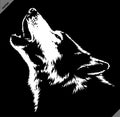 Black and white linear paint draw Wolf illustration art Royalty Free Stock Photo