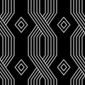 Black and white lines geometric art deco style simple seamless pattern, vector Royalty Free Stock Photo