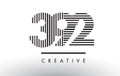 392 Black and White Lines Number Logo Design. Royalty Free Stock Photo