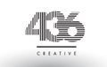 436 Black and White Lines Number Logo Design. Royalty Free Stock Photo