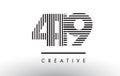419 Black and White Lines Number Logo Design. Royalty Free Stock Photo