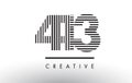 413 Black and White Lines Number Logo Design. Royalty Free Stock Photo
