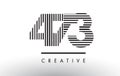 473 Black and White Lines Number Logo Design. Royalty Free Stock Photo