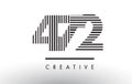 472 Black and White Lines Number Logo Design. Royalty Free Stock Photo