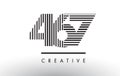 467 Black and White Lines Number Logo Design. Royalty Free Stock Photo