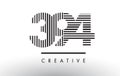 394 Black and White Lines Number Logo Design. Royalty Free Stock Photo