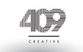 409 Black and White Lines Number Logo Design. Royalty Free Stock Photo