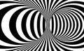 Black and white lines optical illusion. Abstract striped spiral vector background