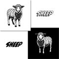 a black and white linocut style illustration of a sheep Royalty Free Stock Photo