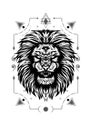 Black and white lion face, vector illustration for t-shirt design Royalty Free Stock Photo