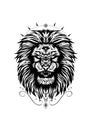 Black and white lion face, vector illustration for t-shirt design Royalty Free Stock Photo