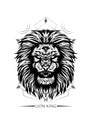 Black and white lion face, vector illustration for t-shirt design Royalty Free Stock Photo