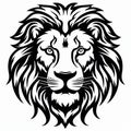 Black And White Lion Head Drawing For Kids Royalty Free Stock Photo