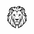 Black And White Lion Head Logo Vector Illustration
